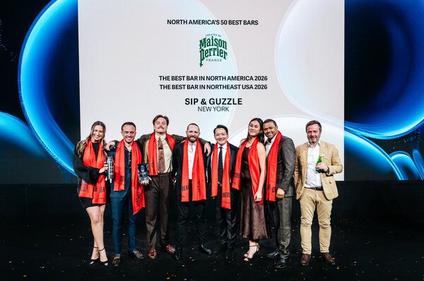 Sip & Guzzle in New York City named The Best Bar in North America at North America’s 50 Best Bars 2026, sponsored by Perrier, at a live awards ceremony in Vancouver, Canada, on April 22.