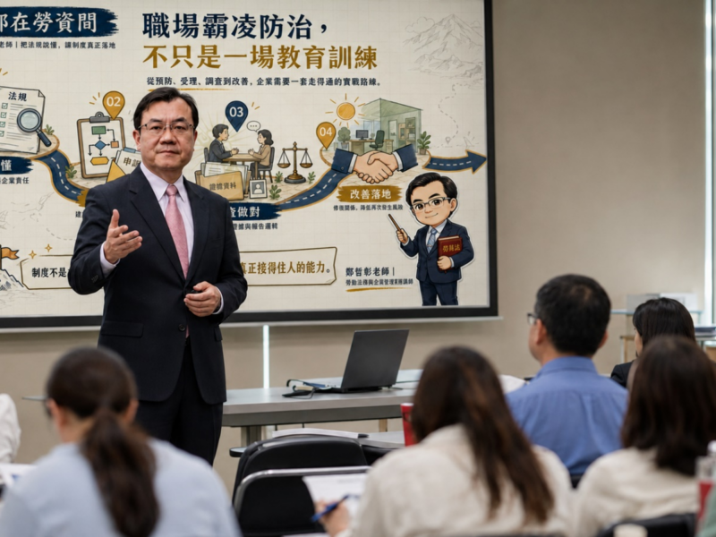 圖文:職場霸凌防治專章上路 彰化縣政府邀請國內知名司法機關ADR勞資爭議調解委員暨職場霸凌調查外部專家鄭哲彰博士蒞臨授課。